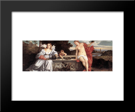 Sacred And Profane Love 20x24 Black Modern Wood Framed Art Print Poster by Titian