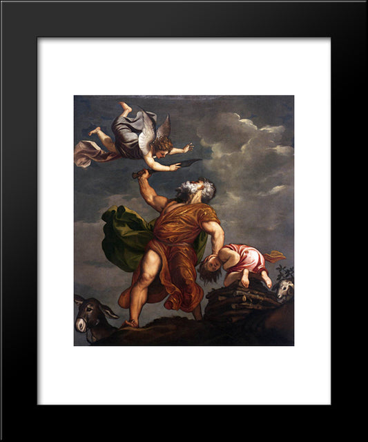 Sacrifice Of Isaac 20x24 Black Modern Wood Framed Art Print Poster by Titian