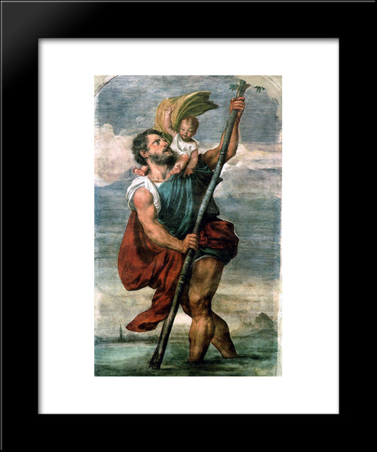 Saint Christopher 20x24 Black Modern Wood Framed Art Print Poster by Titian