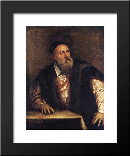 Self-Portrait 20x24 Black Modern Wood Framed Art Print Poster by Titian