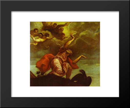 St. John The Evangelist On Patmos 20x24 Black Modern Wood Framed Art Print Poster by Titian