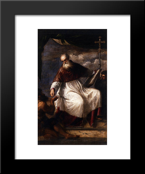 St John The Almsgiver 20x24 Black Modern Wood Framed Art Print Poster by Titian