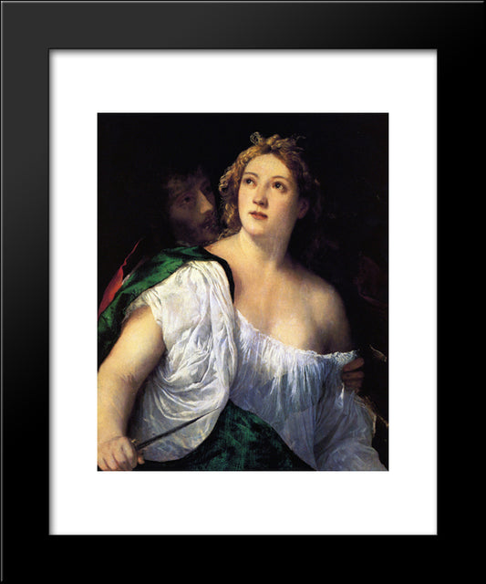 Suicide Of Lucretia 20x24 Black Modern Wood Framed Art Print Poster by Titian