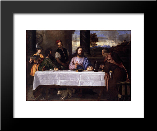 Supper At Emmaus 20x24 Black Modern Wood Framed Art Print Poster by Titian