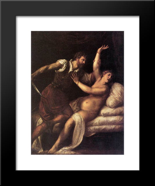 Tarquin And Lucretia 20x24 Black Modern Wood Framed Art Print Poster by Titian