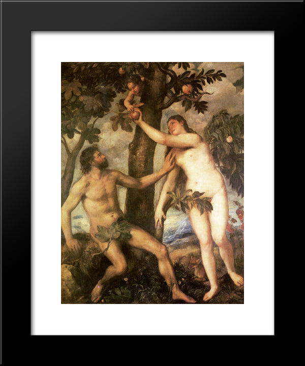 The Fall Of Man 20x24 Black Modern Wood Framed Art Print Poster by Titian