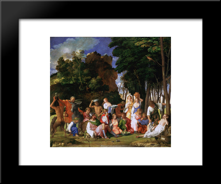 The Feast Of The Gods 20x24 Black Modern Wood Framed Art Print Poster by Titian