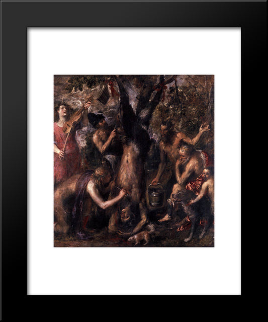 The Flaying Of Marsyas 20x24 Black Modern Wood Framed Art Print Poster by Titian