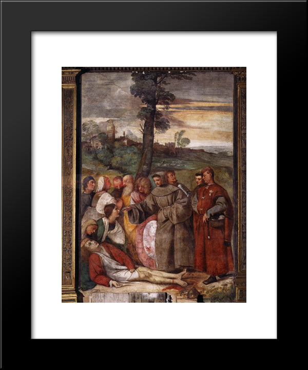 The Healing Of The Wrathful Son 20x24 Black Modern Wood Framed Art Print Poster by Titian