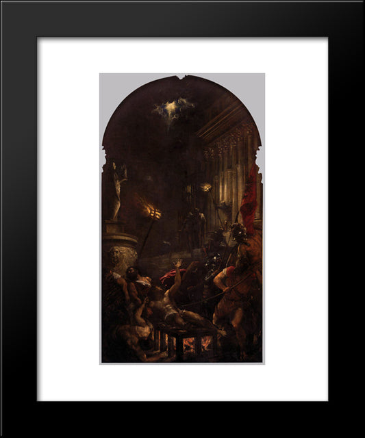 The Martyrdom Of St. Lawrence 20x24 Black Modern Wood Framed Art Print Poster by Titian