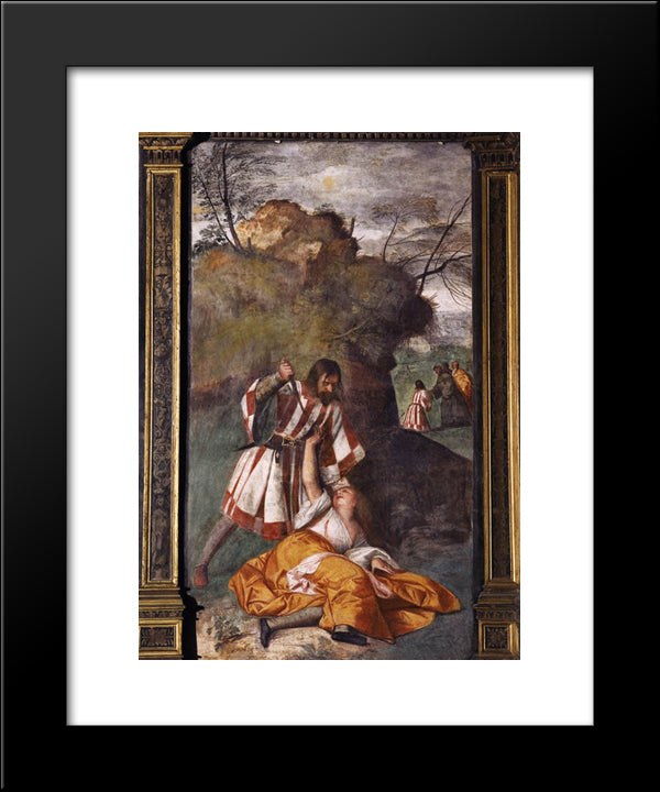 The Miracle Of The Jealous Husband 20x24 Black Modern Wood Framed Art Print Poster by Titian