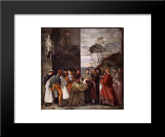 The Miracle Of The Newborn Child 20x24 Black Modern Wood Framed Art Print Poster by Titian