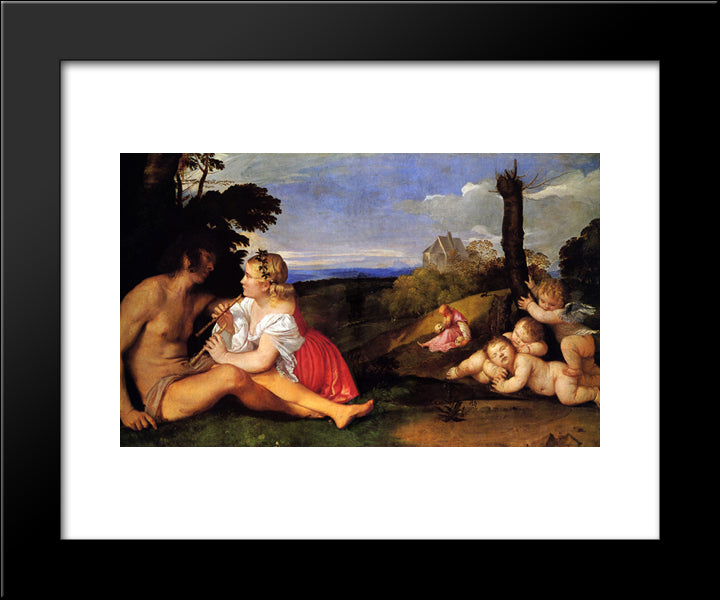 The Three Ages Of Man 20x24 Black Modern Wood Framed Art Print Poster by Titian