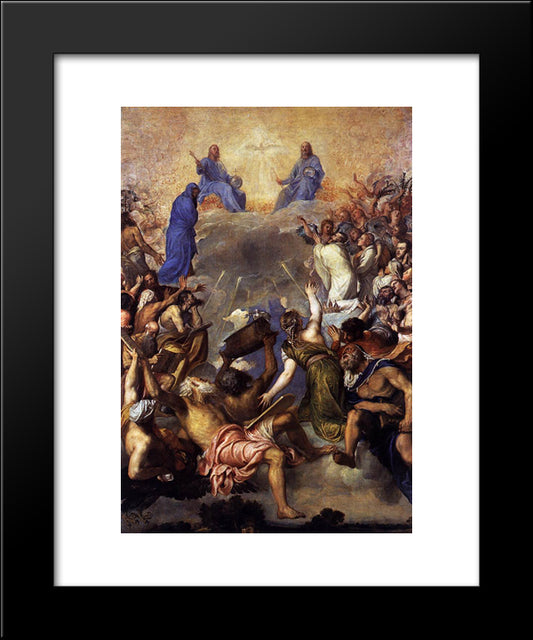 The Trinity In Glory 20x24 Black Modern Wood Framed Art Print Poster by Titian