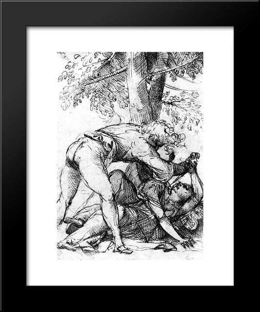 The Vicious Husband 20x24 Black Modern Wood Framed Art Print Poster by Titian