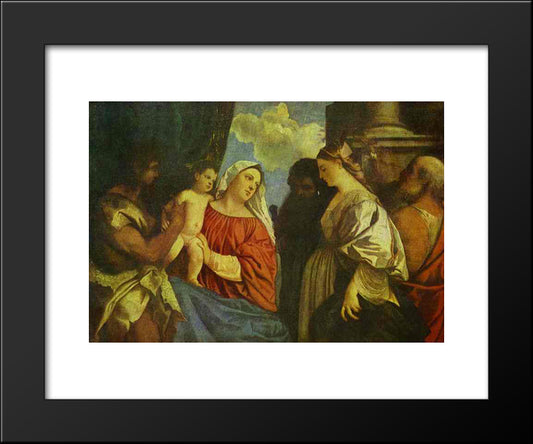 The Virgin And Child With Four Saints 20x24 Black Modern Wood Framed Art Print Poster by Titian