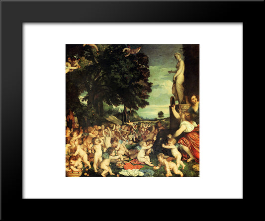 The Worship Of Venus 20x24 Black Modern Wood Framed Art Print Poster by Titian