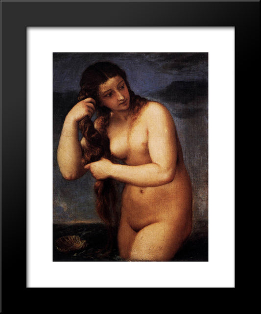 Venus Anadyomene 20x24 Black Modern Wood Framed Art Print Poster by Titian