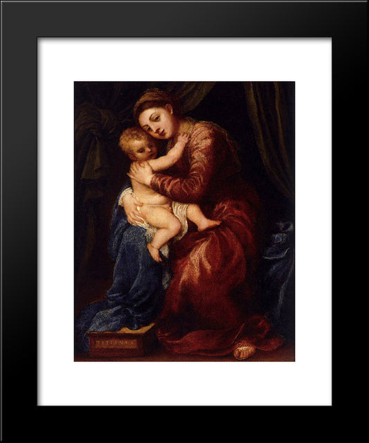 Virgin And Child 20x24 Black Modern Wood Framed Art Print Poster by Titian