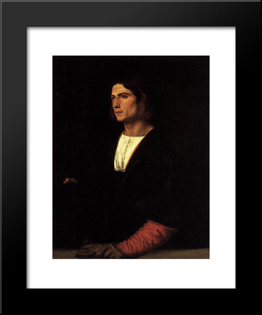 Young Man With Cap And Gloves 20x24 Black Modern Wood Framed Art Print Poster by Titian