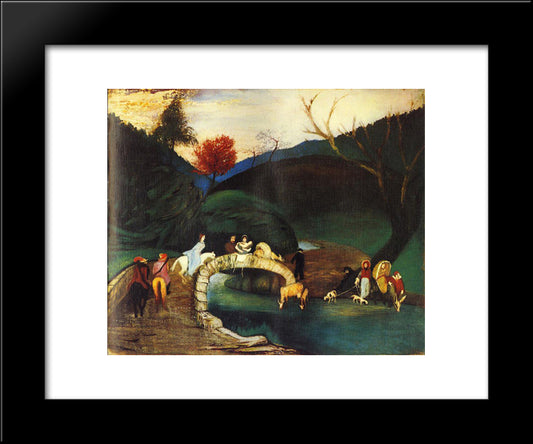 Company Passing A Bridge 20x24 Black Modern Wood Framed Art Print Poster by Csontvary, Tivadar Kosztka