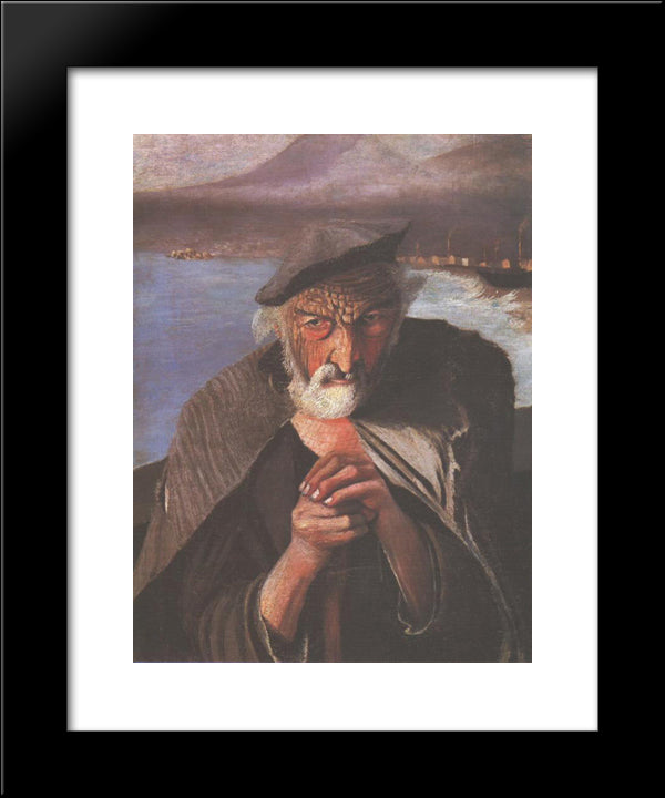 Old Fisherman 20x24 Black Modern Wood Framed Art Print Poster by Csontvary, Tivadar Kosztka