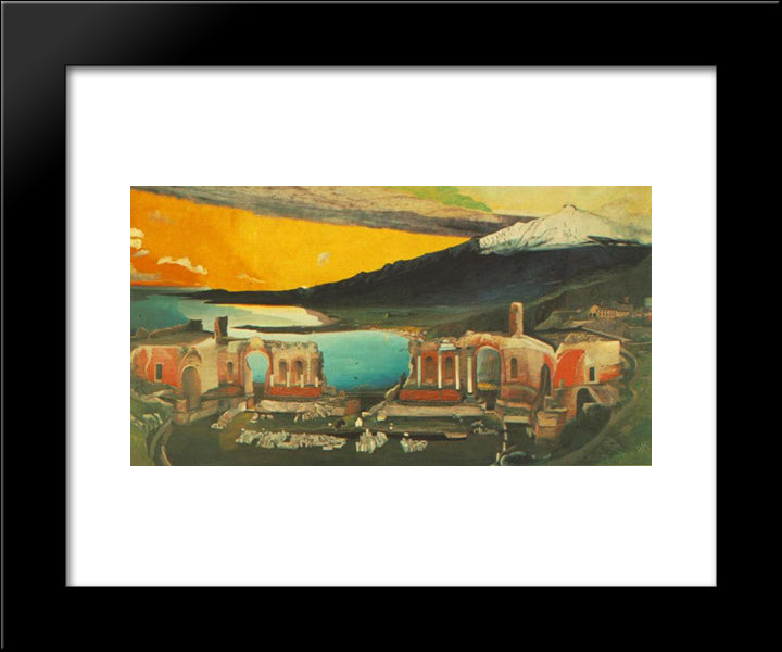 Ruins Of The Ancient Theatre Of Taormina 20x24 Black Modern Wood Framed Art Print Poster by Csontvary, Tivadar Kosztka