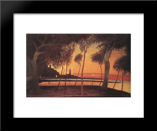 Sunset Over The Bay Of Naples 20x24 Black Modern Wood Framed Art Print Poster by Csontvary, Tivadar Kosztka