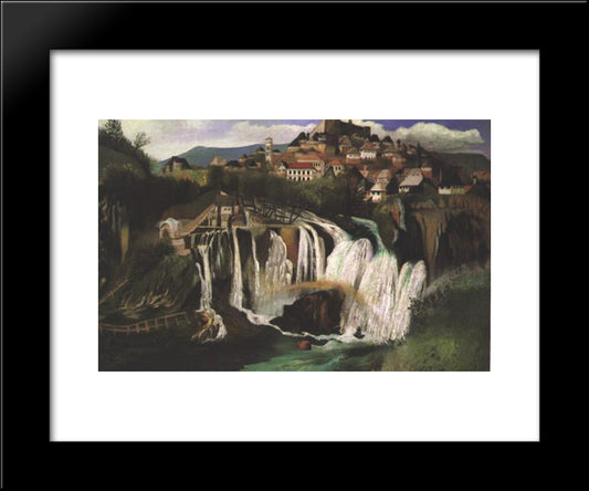 Waterfall At Jajce 20x24 Black Modern Wood Framed Art Print Poster by Csontvary, Tivadar Kosztka