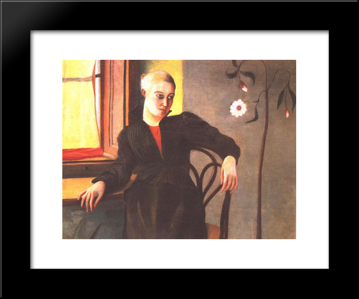 Woman Sitting By The Window 20x24 Black Modern Wood Framed Art Print Poster by Csontvary, Tivadar Kosztka