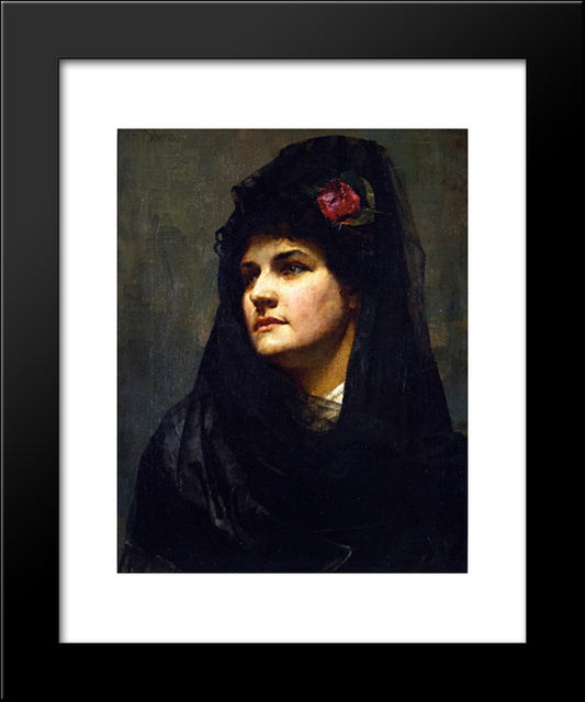 A Spanish Beauty 20x24 Black Modern Wood Framed Art Print Poster by Roberts, Tom