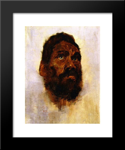 Aboriginal Head - Charlie Turner 20x24 Black Modern Wood Framed Art Print Poster by Roberts, Tom