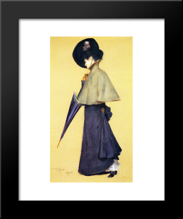 Portrait Of A Standing Woman 20x24 Black Modern Wood Framed Art Print Poster by Roberts, Tom