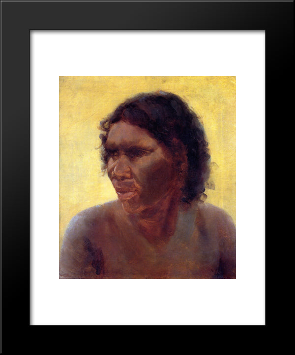 Portrait Of An Aboriginal Woman (Maria Yulgilbar) 20x24 Black Modern Wood Framed Art Print Poster by Roberts, Tom