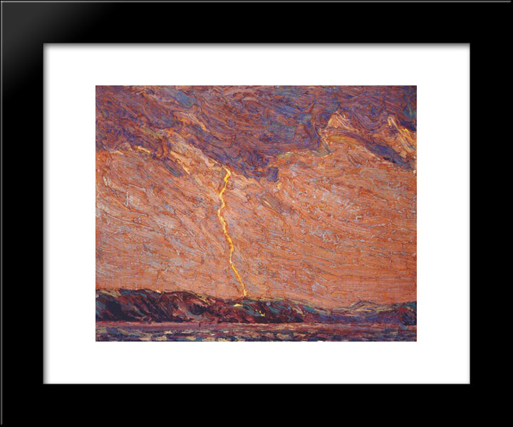 Lightning, Canoe Lake 20x24 Black Modern Wood Framed Art Print Poster by Thomson, Tom