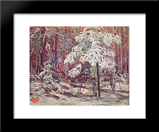 Snow In The Woods 20x24 Black Modern Wood Framed Art Print Poster by Thomson, Tom