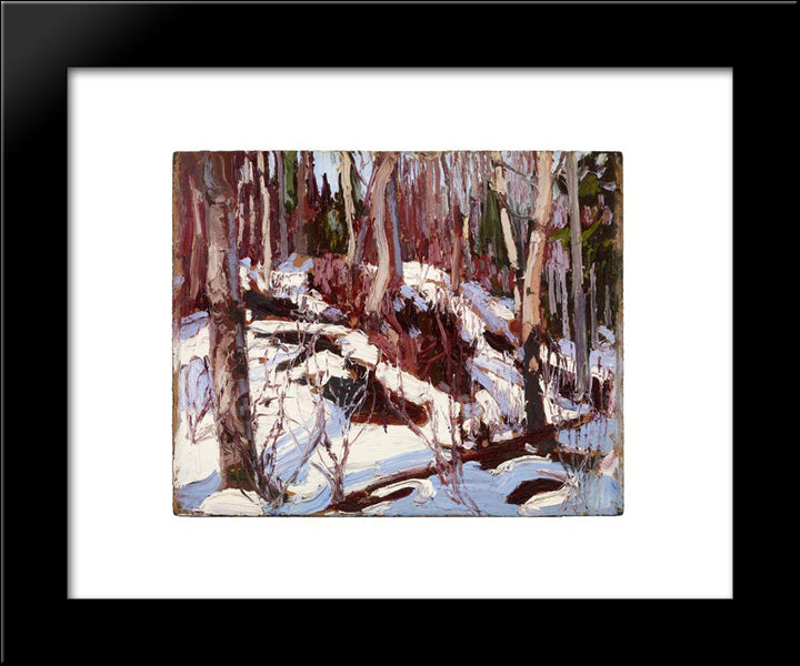 Winter Thaw In The Woods 20x24 Black Modern Wood Framed Art Print Poster by Thomson, Tom