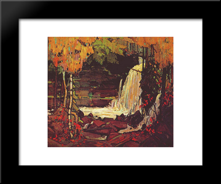 Woodland Waterfall 20x24 Black Modern Wood Framed Art Print Poster by Thomson, Tom