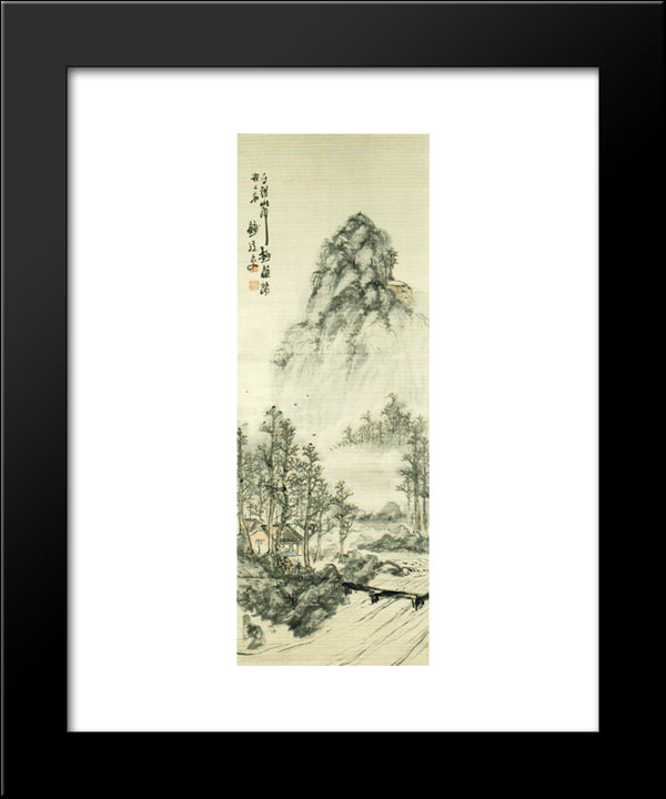 Landscape 20x24 Black Modern Wood Framed Art Print Poster by Tomioka Tessai