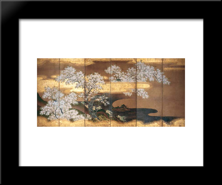 Cherry Trees 20x24 Black Modern Wood Framed Art Print Poster by Mitsuoki, Tosa