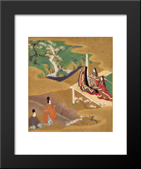 Illustration Of The Genji Monogatari (Wakamurasaki) 20x24 Black Modern Wood Framed Art Print Poster by Mitsuoki, Tosa