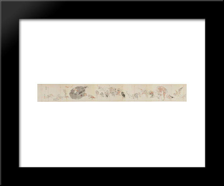 Night March Of A Hundred Demons (Left Half) 20x24 Black Modern Wood Framed Art Print Poster by Mitsuoki, Tosa