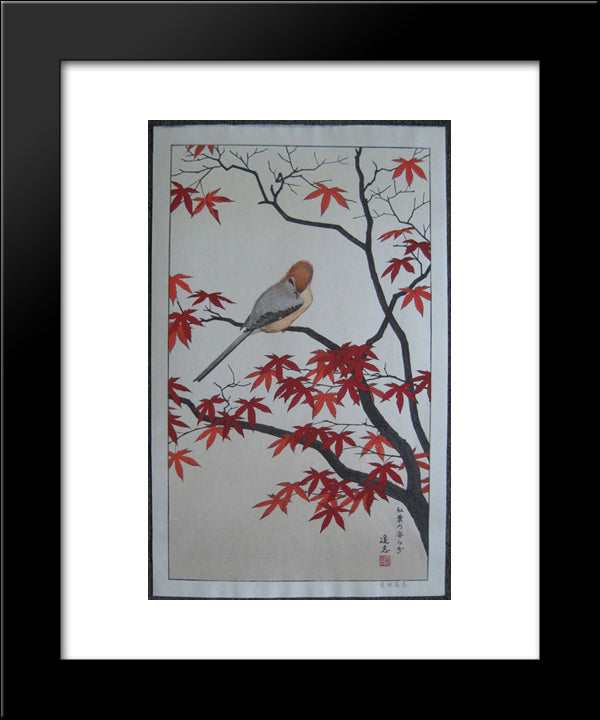 Birds Of The Seasons - Autumn 20x24 Black Modern Wood Framed Art Print Poster by Yoshida, Toshi