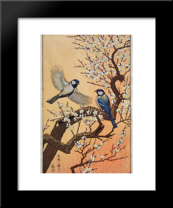 Birds Of The Seasons - Spring 20x24 Black Modern Wood Framed Art Print Poster by Yoshida, Toshi