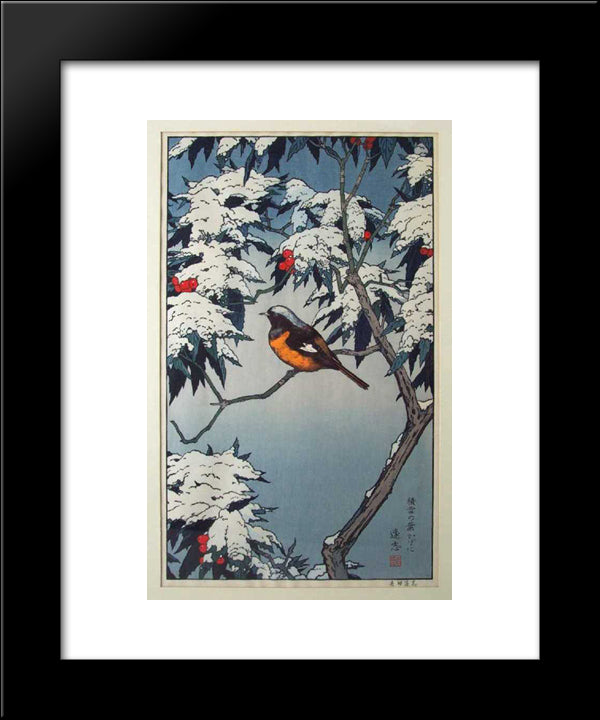 Birds Of The Seasons - Winter 20x24 Black Modern Wood Framed Art Print Poster by Yoshida, Toshi