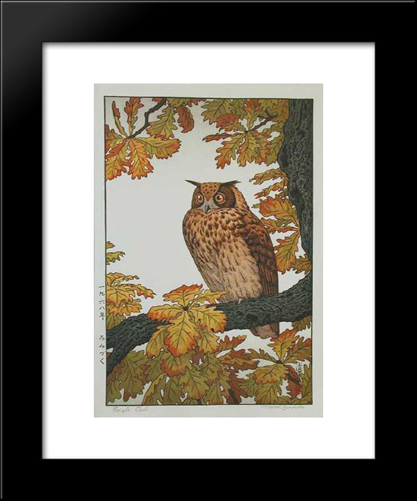 Eagle Owl 20x24 Black Modern Wood Framed Art Print Poster by Yoshida, Toshi