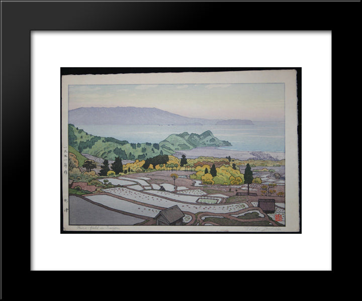 Ricefield In Suizu 20x24 Black Modern Wood Framed Art Print Poster by Yoshida, Toshi