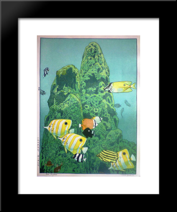 Sea Fishes 20x24 Black Modern Wood Framed Art Print Poster by Yoshida, Toshi