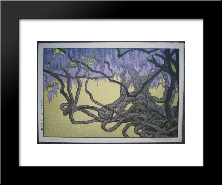 Wistaria At Ushijima 20x24 Black Modern Wood Framed Art Print Poster by Yoshida, Toshi