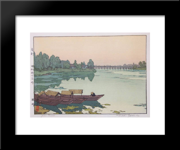 Yodo River 20x24 Black Modern Wood Framed Art Print Poster by Yoshida, Toshi